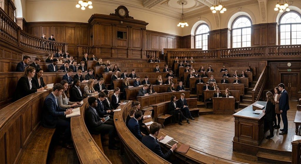 Lecture hall with students at supervised assessment